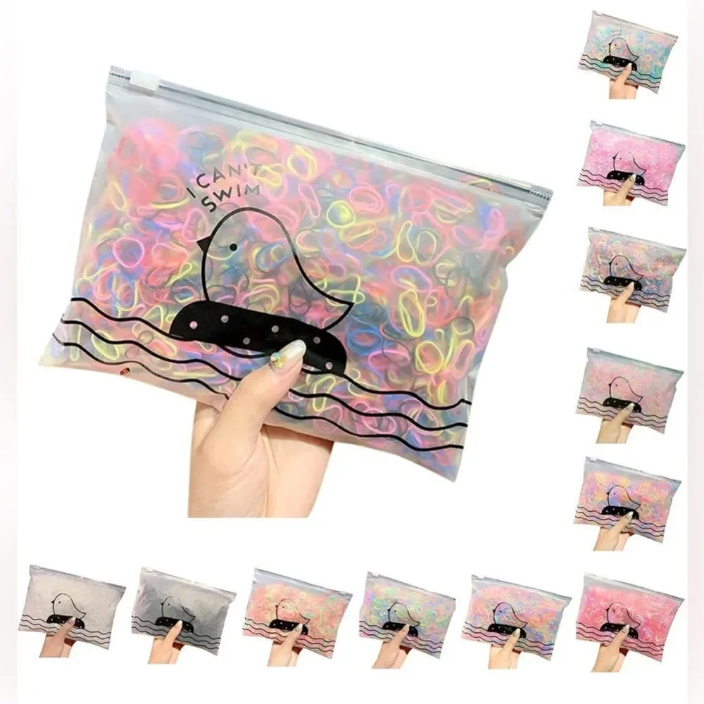 1000piece hair Rubber Bands For Kids • Solid Black • Elastic Bands • New In Bag
